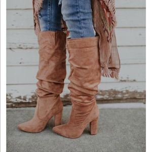 vici Shoes - Tan faux suede scrunch boot - never worn vici Shoes - Tan faux suede scrunch boot - never worn